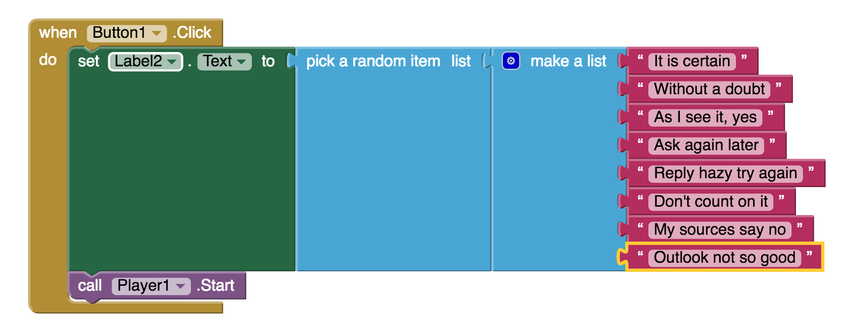 setting the predictions in the make a list block
