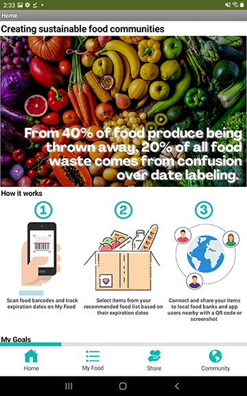 A screenshot of the the Still Fresh app. The app helps people keep their food pantries clean by organizing by expiration date.