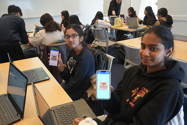 Technovation students showing their apps