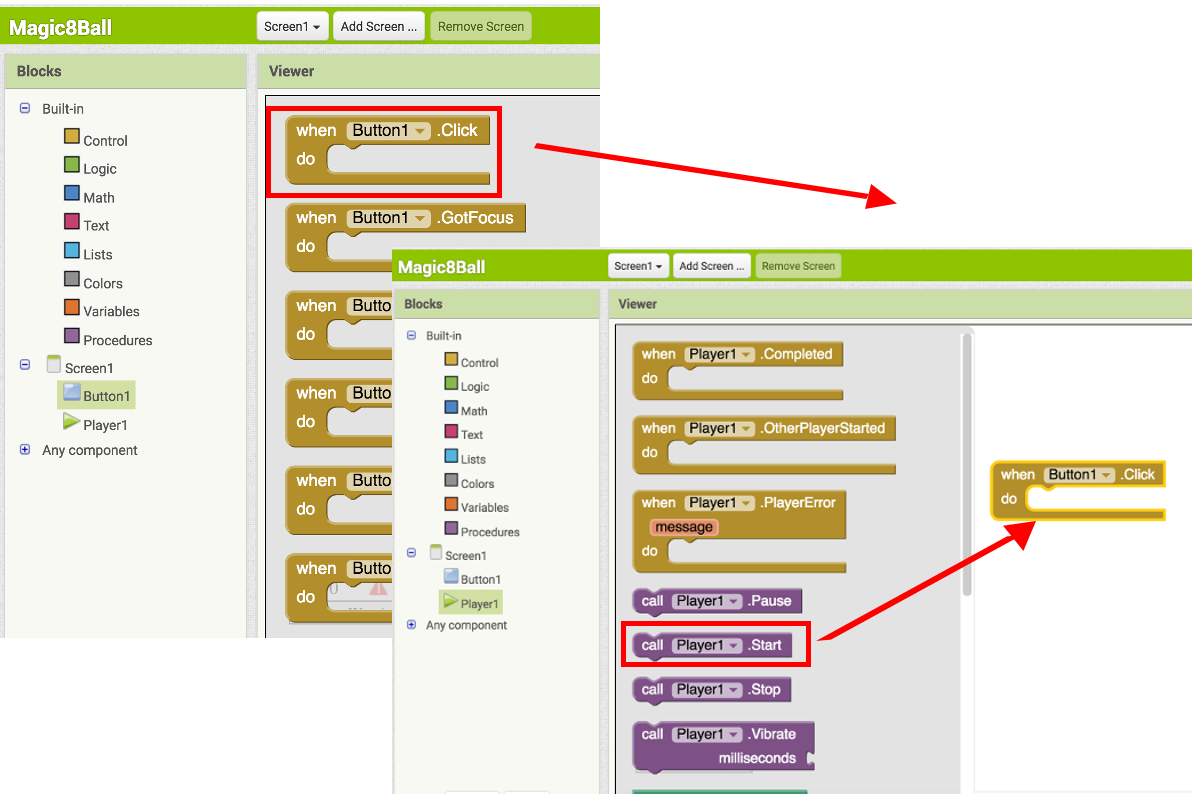 dragging blocks in the blocks editor