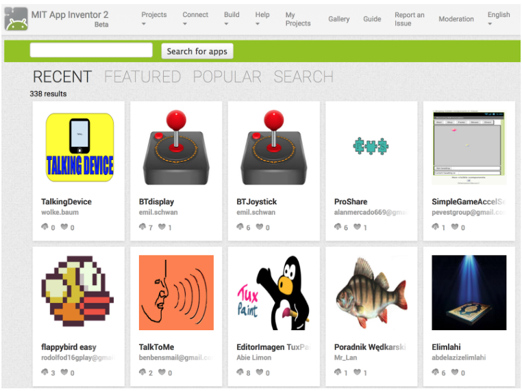 MIT App Inventor Gallery