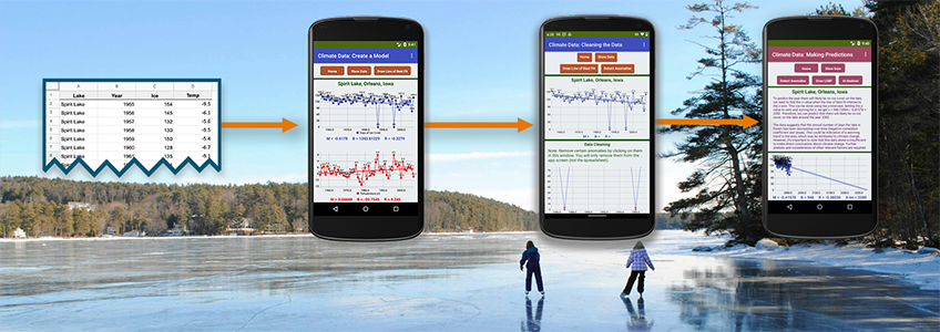 An image of an app students can make to predict the future of winter ice on freshwater lakes.